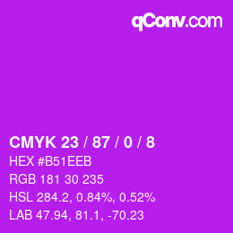 Color code: CMYK 23 / 87 / 0 / 8 | qconv.com