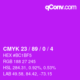 Farbcode: CMYK 23 / 89 / 0 / 4 | qconv.com