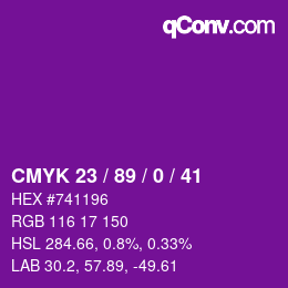 Color code: CMYK 23 / 89 / 0 / 41 | qconv.com