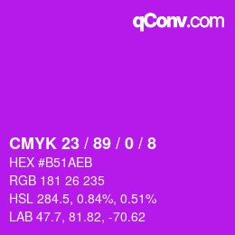 Color code: CMYK 23 / 89 / 0 / 8 | qconv.com
