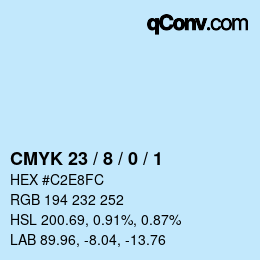 Farbcode: CMYK 23 / 8 / 0 / 1 | qconv.com