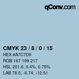 Color code: CMYK 23 / 8 / 0 / 15 | qconv.com