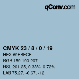 Farbcode: CMYK 23 / 8 / 0 / 19 | qconv.com