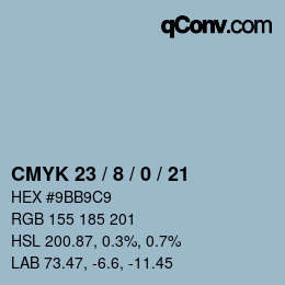 カラーコード: CMYK 23 / 8 / 0 / 21 | qconv.com