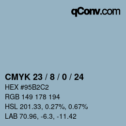 カラーコード: CMYK 23 / 8 / 0 / 24 | qconv.com