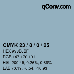 カラーコード: CMYK 23 / 8 / 0 / 25 | qconv.com