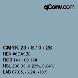 カラーコード: CMYK 23 / 8 / 0 / 28 | qconv.com