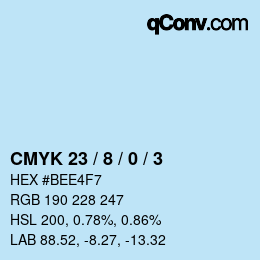 カラーコード: CMYK 23 / 8 / 0 / 3 | qconv.com