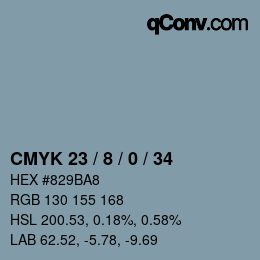 颜色代码: CMYK 23 / 8 / 0 / 34 | qconv.com