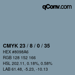 カラーコード: CMYK 23 / 8 / 0 / 35 | qconv.com