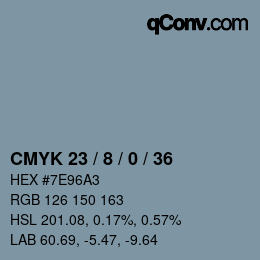颜色代码: CMYK 23 / 8 / 0 / 36 | qconv.com