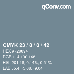Color code: CMYK 23 / 8 / 0 / 42 | qconv.com