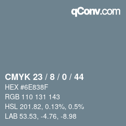 カラーコード: CMYK 23 / 8 / 0 / 44 | qconv.com