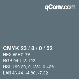 Color code: CMYK 23 / 8 / 0 / 52 | qconv.com
