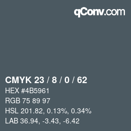 カラーコード: CMYK 23 / 8 / 0 / 62 | qconv.com