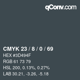 颜色代码: CMYK 23 / 8 / 0 / 69 | qconv.com