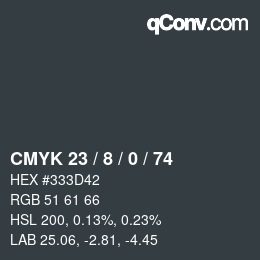 カラーコード: CMYK 23 / 8 / 0 / 74 | qconv.com