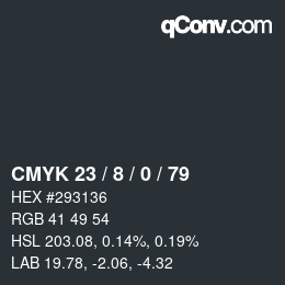 カラーコード: CMYK 23 / 8 / 0 / 79 | qconv.com
