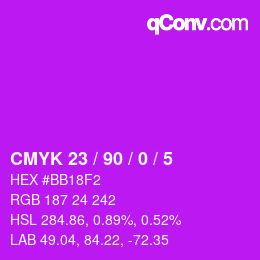 カラーコード: CMYK 23 / 90 / 0 / 5 | qconv.com