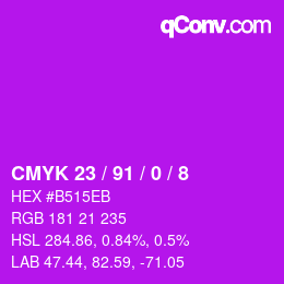 カラーコード: CMYK 23 / 91 / 0 / 8 | qconv.com