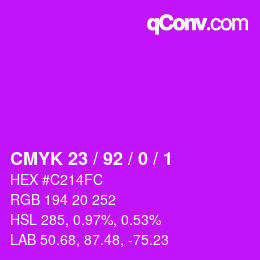 Color code: CMYK 23 / 92 / 0 / 1 | qconv.com