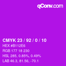 カラーコード: CMYK 23 / 92 / 0 / 10 | qconv.com