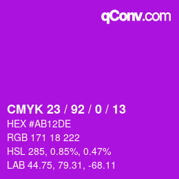 カラーコード: CMYK 23 / 92 / 0 / 13 | qconv.com