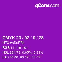 Color code: CMYK 23 / 92 / 0 / 28 | qconv.com