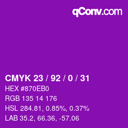 カラーコード: CMYK 23 / 92 / 0 / 31 | qconv.com