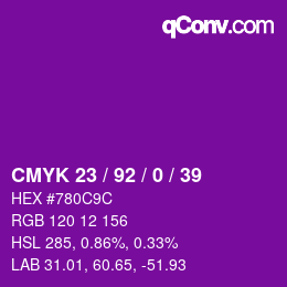 Color code: CMYK 23 / 92 / 0 / 39 | qconv.com