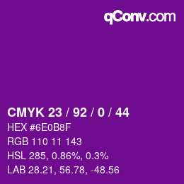 颜色代码: CMYK 23 / 92 / 0 / 44 | qconv.com