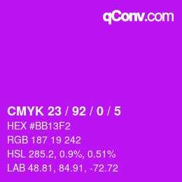 Color code: CMYK 23 / 92 / 0 / 5 | qconv.com
