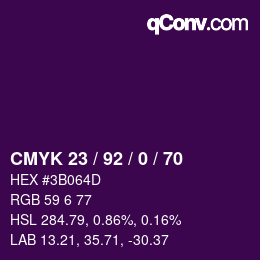 颜色代码: CMYK 23 / 92 / 0 / 70 | qconv.com