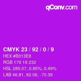 カラーコード: CMYK 23 / 92 / 0 / 9 | qconv.com