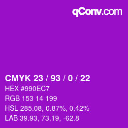 Color code: CMYK 23 / 93 / 0 / 22 | qconv.com