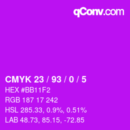 カラーコード: CMYK 23 / 93 / 0 / 5 | qconv.com