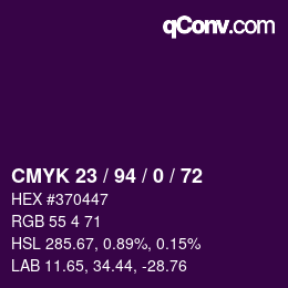 Color code: CMYK 23 / 94 / 0 / 72 | qconv.com