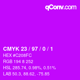 カラーコード: CMYK 23 / 97 / 0 / 1 | qconv.com