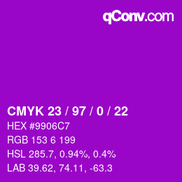 カラーコード: CMYK 23 / 97 / 0 / 22 | qconv.com