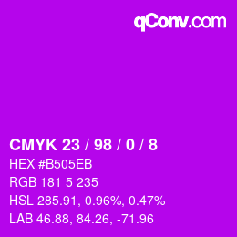 カラーコード: CMYK 23 / 98 / 0 / 8 | qconv.com