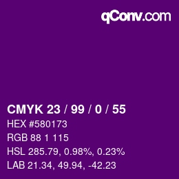 颜色代码: CMYK 23 / 99 / 0 / 55 | qconv.com