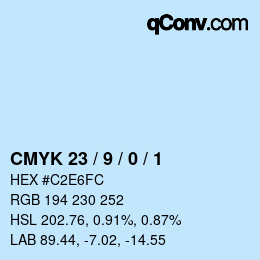 カラーコード: CMYK 23 / 9 / 0 / 1 | qconv.com