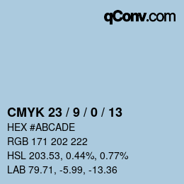 カラーコード: CMYK 23 / 9 / 0 / 13 | qconv.com