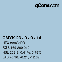 カラーコード: CMYK 23 / 9 / 0 / 14 | qconv.com