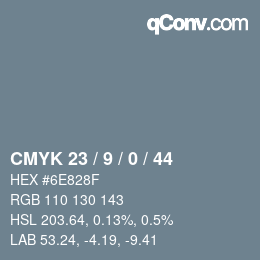 颜色代码: CMYK 23 / 9 / 0 / 44 | qconv.com