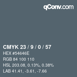 Farbcode: CMYK 23 / 9 / 0 / 57 | qconv.com