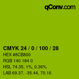 Color code: CMYK 24 / 0 / 100 / 28 | qconv.com