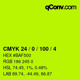 Color code: CMYK 24 / 0 / 100 / 4 | qconv.com