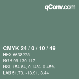 カラーコード: CMYK 24 / 0 / 10 / 49 | qconv.com
