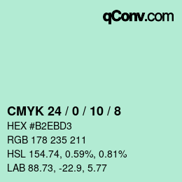 カラーコード: CMYK 24 / 0 / 10 / 8 | qconv.com